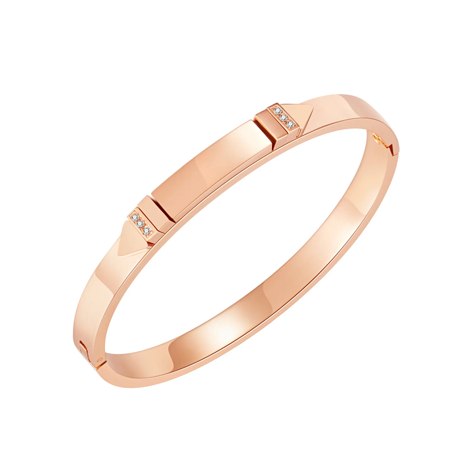 

Stylish Titanium Steel Simple Rose-plated Gold Set Zircon Stainless Steel Bracelet