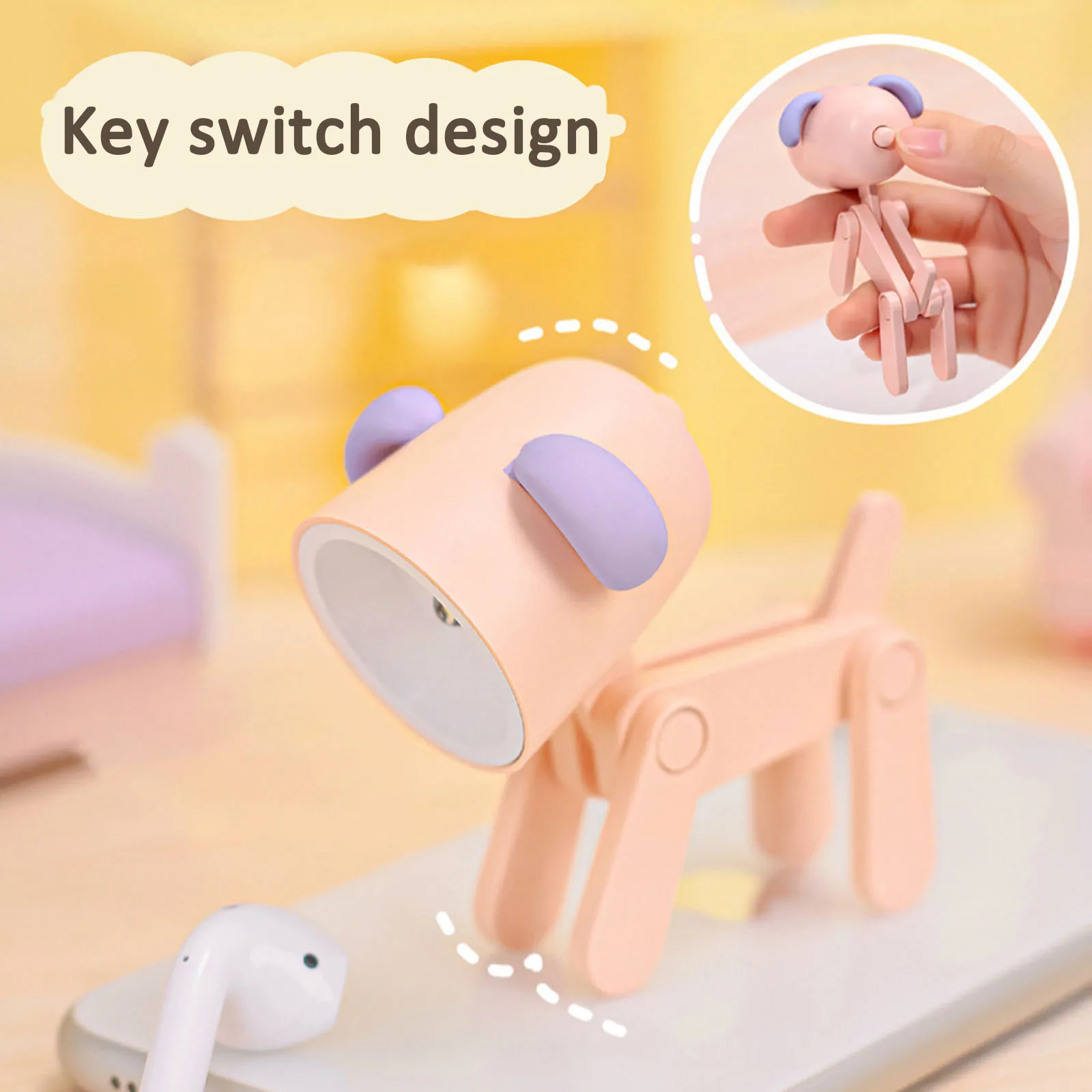 

1 PC Mini Led Night Lights Cartoon Cute Dog Deer Shape Nightlights Adjustable Kids Bedroom Bedside Decoration Home Room Decor