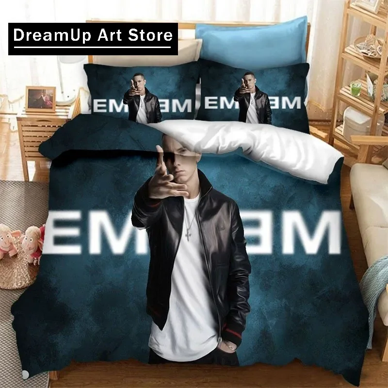 Фото Модный комплект постельного белья в стиле хип-хоп E-EMINEM для мальчиков и девочек, двуспальный, королевский размер, пододеяльник, наволочка, домашний текстиль для взрослых №2