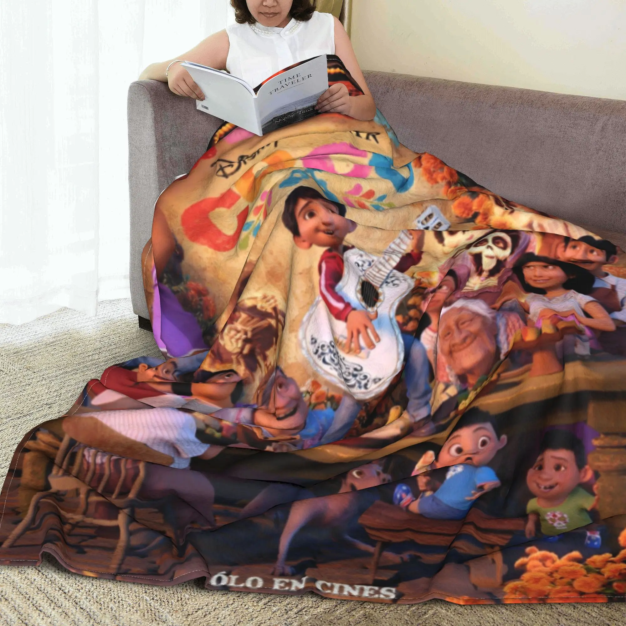 C-Coco День мертвых мультяшные вязаные одеяла флисовая гитара с благодарностью