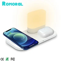 wireless charger with ambient night light 30w fast charging station led bedside lamp for samsung watch iphone 13 12 11 airpods 2