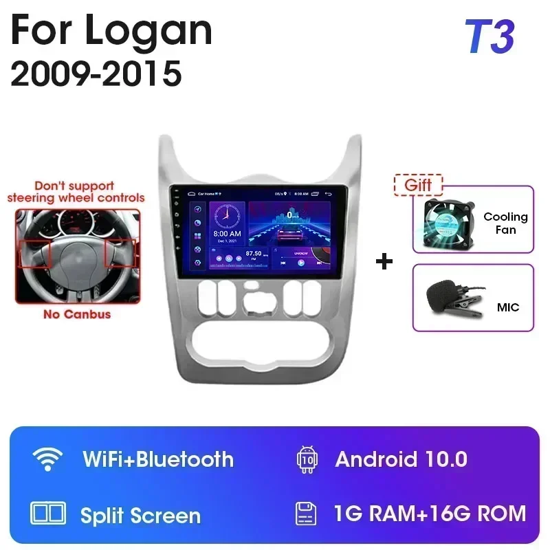 

Автомагнитола JMCQ 2Din 4G Android 12, мультимедийный видеоплеер для Renault Logan 1 Sandero 2009-2015 Dacia Duster, навигация Carplay