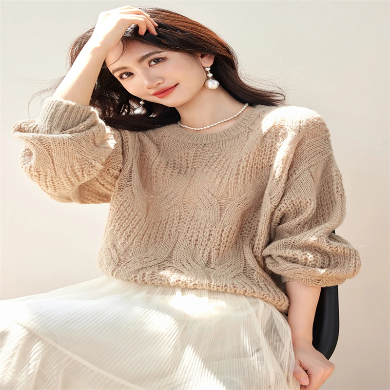 Lucyever ленивый стильный свитер для женщин осень-зима толстый теплый свободный