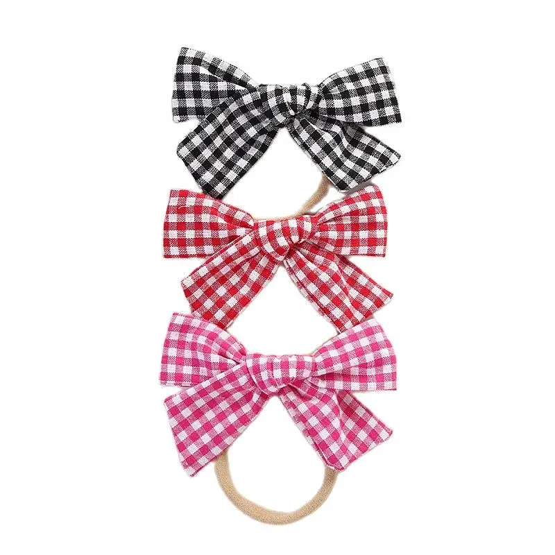 

36Pcs/Lot,6 Colors 4.5" Cotton Plaid Hair Bows Headband Girls Hair Clips Kids Hairgrips Child Headbands Summer Hair Clip