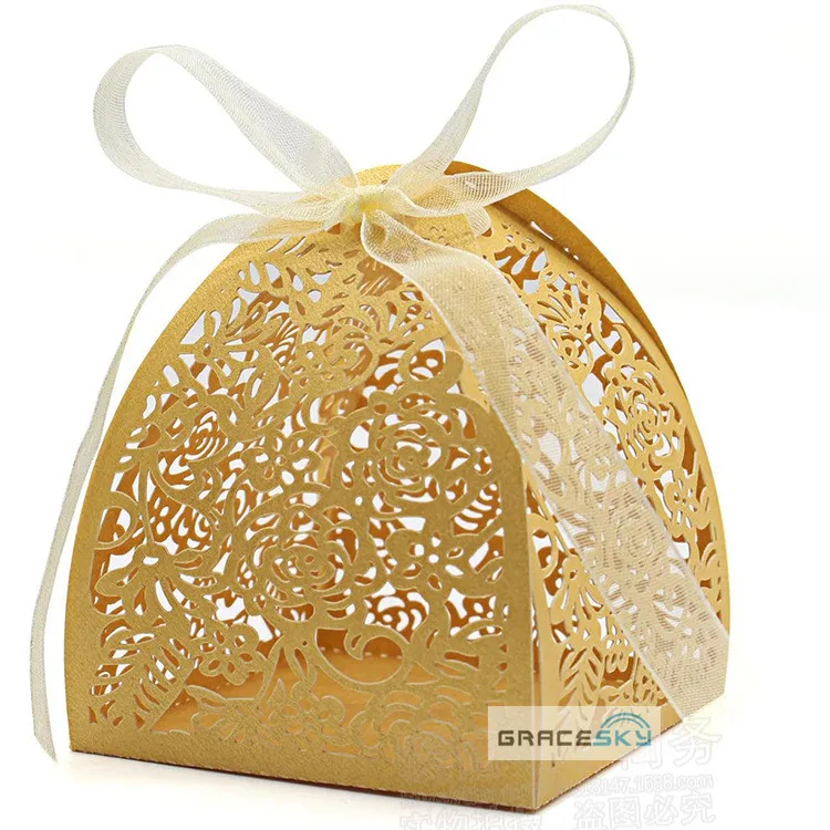 

50pcs Free Shipping Laser cut Rose Flowers design Paper Christmas Birthday Wedding candy chocolate Boxes Party supplies