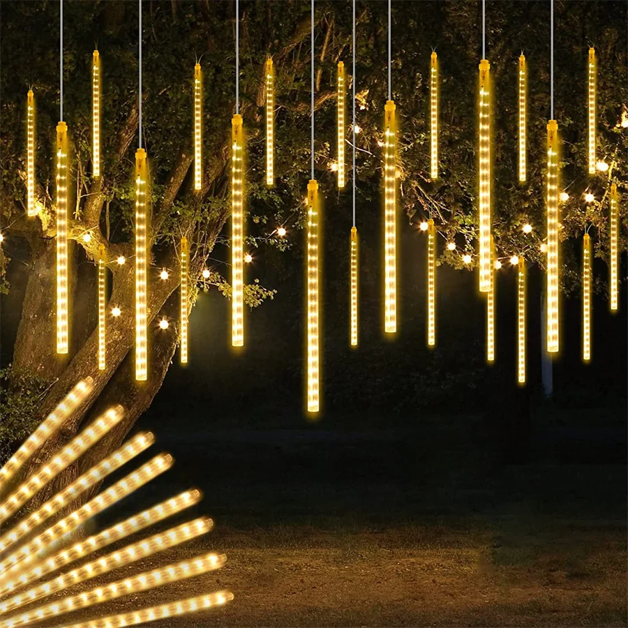 

Thrisdar Meteor Shower Rain Drop Lights 50cm 288 LED Waterproof Snowfall Icicle String Lights for Wedding Christmas Garden Decor