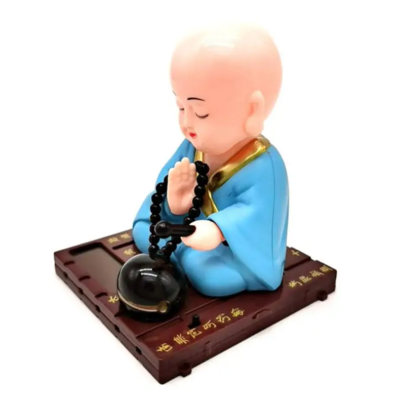 

Solar Bobblehead Figures Little Monk Figurine Solar Head Toys Shake Head Little Monk Figurine Bring Good Fortune Decoration For