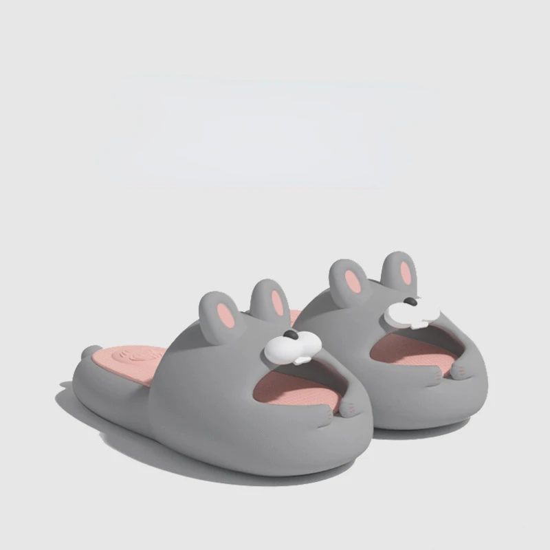 

Летние Новые двухцветные сандалии на мягкой подошве с кроликом, Нескользящие и прочные Симпатичные сандалии для ванной из ЭВА, тапочки из Кореи