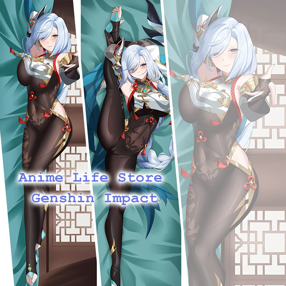 

Новинка, аниме подушка для тела Genshin Impact Shenhe Dakimakura, облегающая подушка, чехол 180x60 см, чехол для домашней кровати Peachskin Otaku