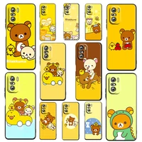 cute anime rilakkuma for xiaomi redmi k50 k40 gaming k30 k20 pro 10x 9t 9c 9a 5g tpu soft silicone black phone case fundas cover