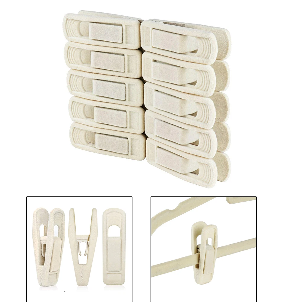 

10pcs Non Slip Velvet Hanger Coat Clip Artifical Velvet Flocked Useful Clothes Clip Drying Rack For Pant Skirt Cloth Hanger Clip