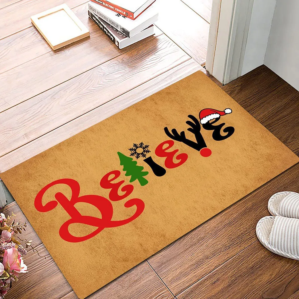 

Фланелевый Рождественский коврик для ванной, 1 шт., напольный коврик с надписью, Придверный коврик, одеяло, нескользящее водопоглощение для ...
