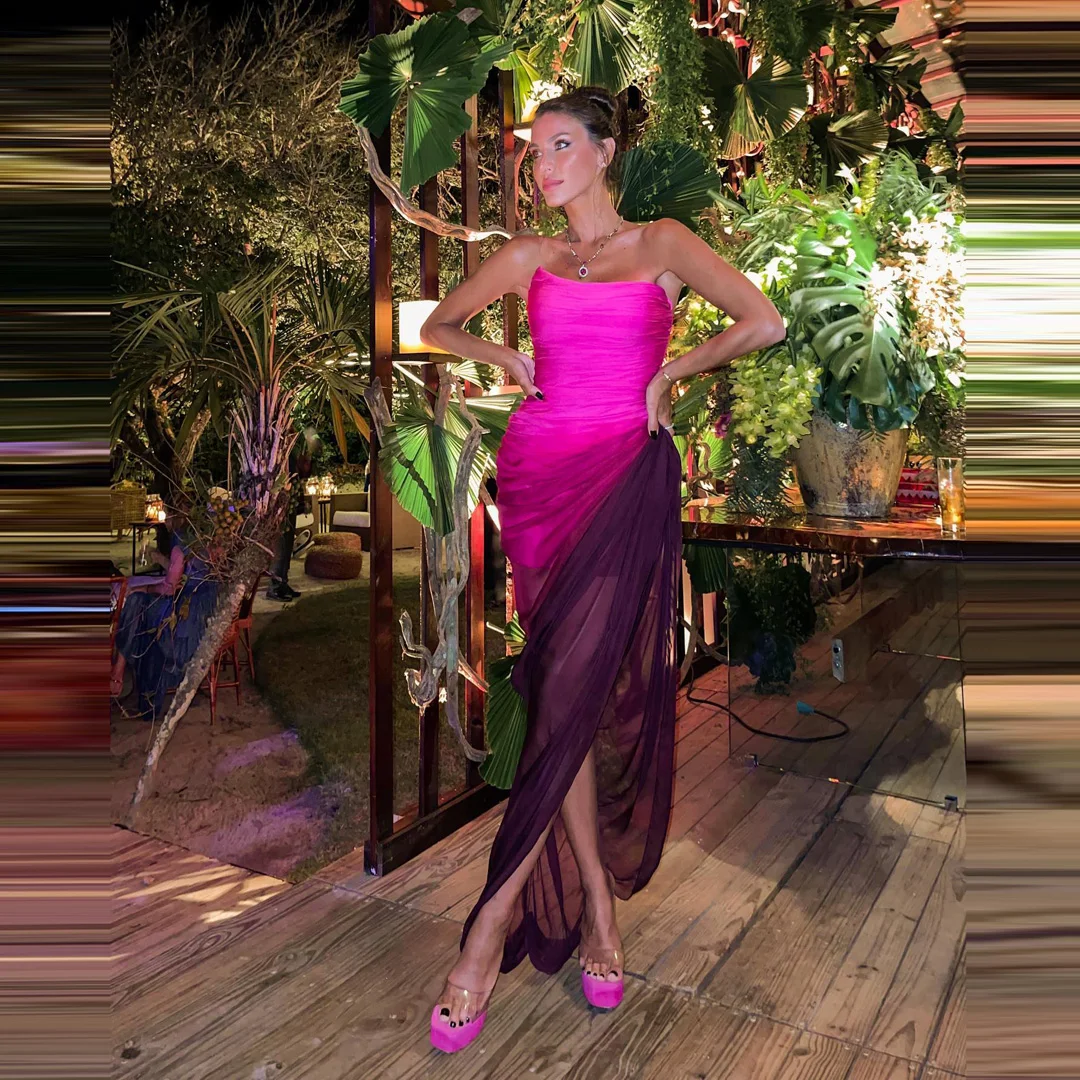 Градиентное Плиссированное Тюлевое пляжное платье женские летние сетчатые