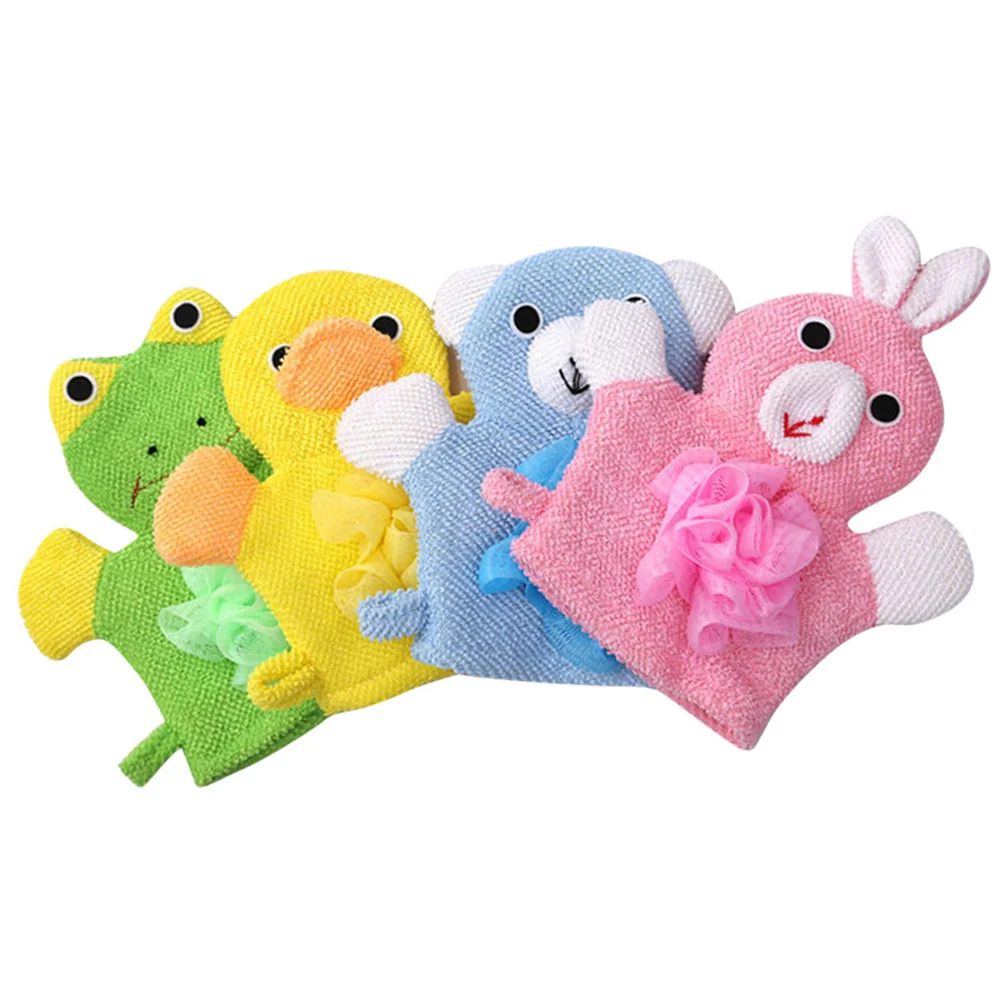 

4 Pcs Scrubs Kids Baby Body Scrubber Mesh Loofah Sponges Toddler Shower Glove Cartoon Loofah Luffa Sponge Towel