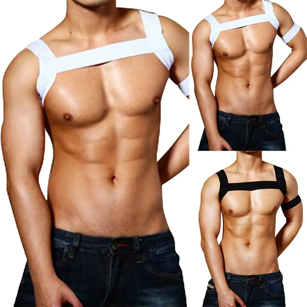 

Hot New Sexy Men Nylon Body Chest Harness Elastic Shoulder Strap Stage Costume Clubwear