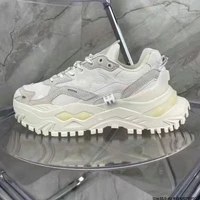 fashion brand clunky sneaker leather wear resistant non slip thick bottom heightening all match shoes women