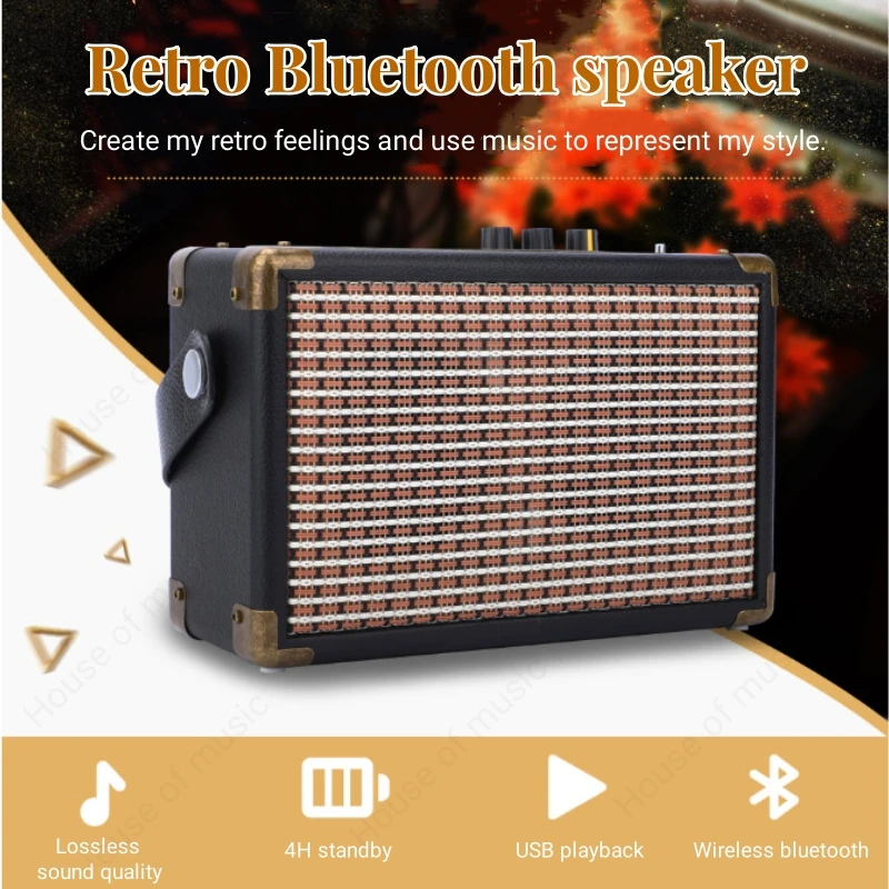 

Высококачественные портативные Bluetooth-колонки в стиле ретро, уличный беспроводной сабвуфер с FM-радио, поддержка USB-плеера, радио, украшение для дома