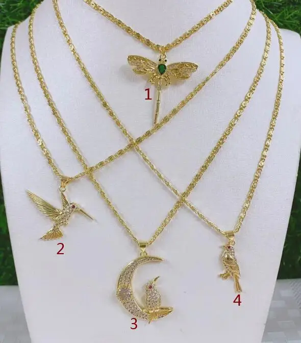 

woodpecker dragonfly Necklace For Women Girls Gold Plated Pendant CZ Pave Wholesale Party Birthday Jewelry d4tgs Necklace