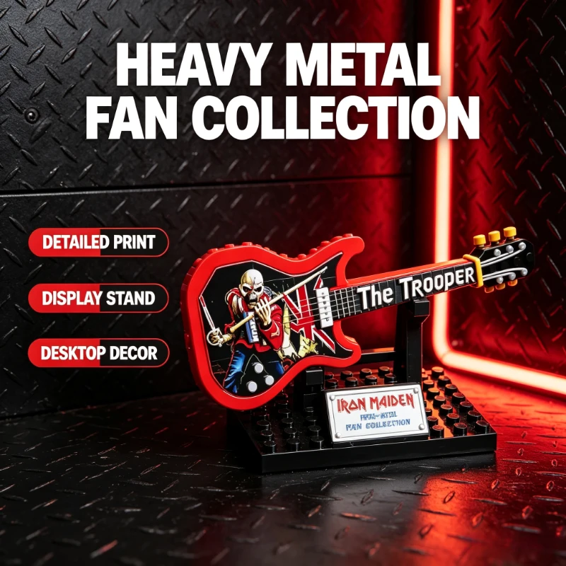 Фото Миниатюрная модель гитары Iron Maiden The Trooper к 50-летию - набор для самостоятельной сборки, коллекционный сувенир для фанатов, украшение для рабочего стола, подарок №3