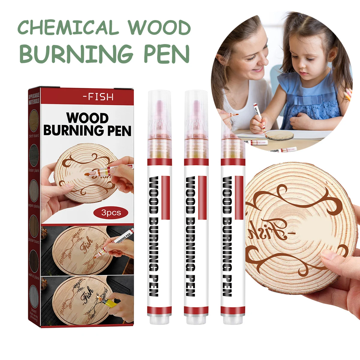 

3Pcs Wood Burning Pen Scorch Pen Chemical Wood Burning Pen For Project Painting DIY Pyrography Caramel Marker Hand Tools Set