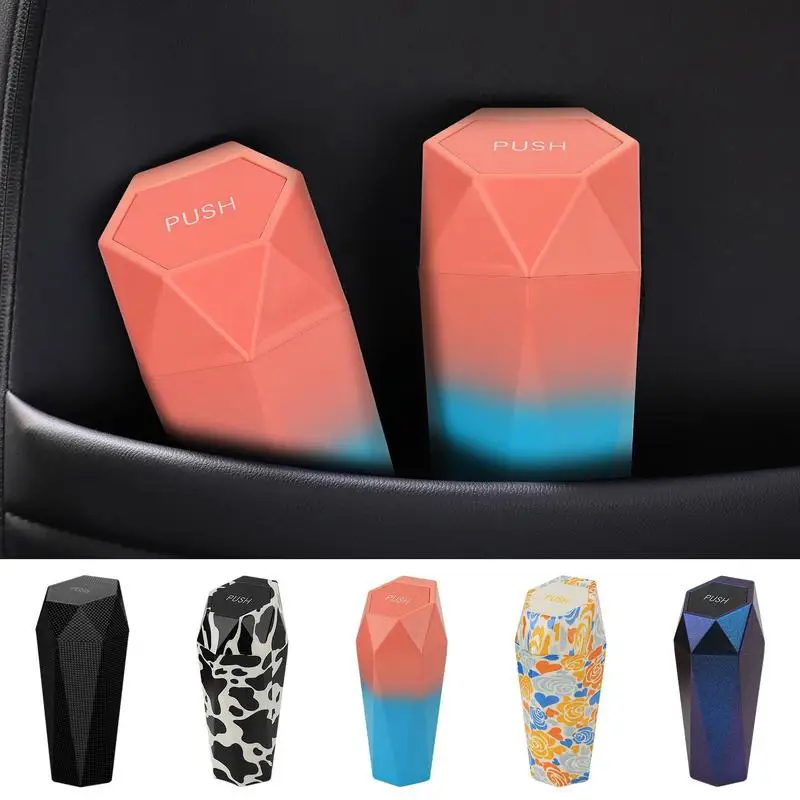 

Mini Car Trash Can Portable Dustbin with Lid Leak-proof Auto Trash Bin for Automotive Home Bedroom Office Garbage Storage Box