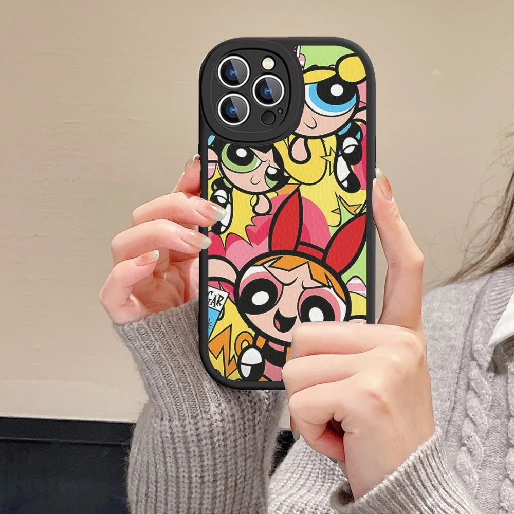 Cute Cartoon P-Powerpuff Girls Mobile Phone Case Hard Leather For IPhone 16 15 14 13 12 11 Pro Max Xs X Xr 7 8 Plus Fundas