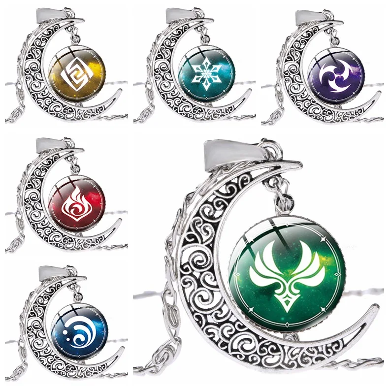 

New Accessories God's Eye Yuanshen Necklace Time Gem Moon Pendant Necklace Sweater Chain Gift Gift Wear with Accessories