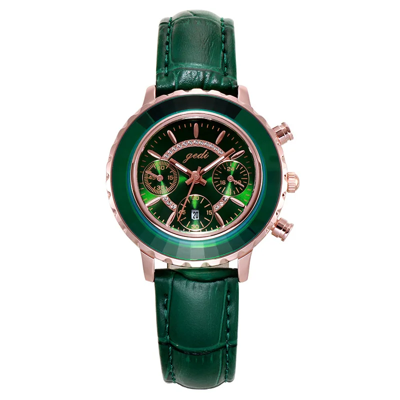 Women's Fake Three-Eye Watch Casual Fashion Student Single Calendar Watch Quartz Watch