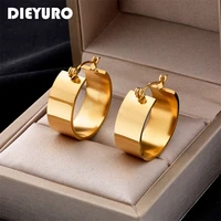 dieyuro 316l stainless steel gold color hoop earrings for women high quality fashion girls party casual jewelry wholesale