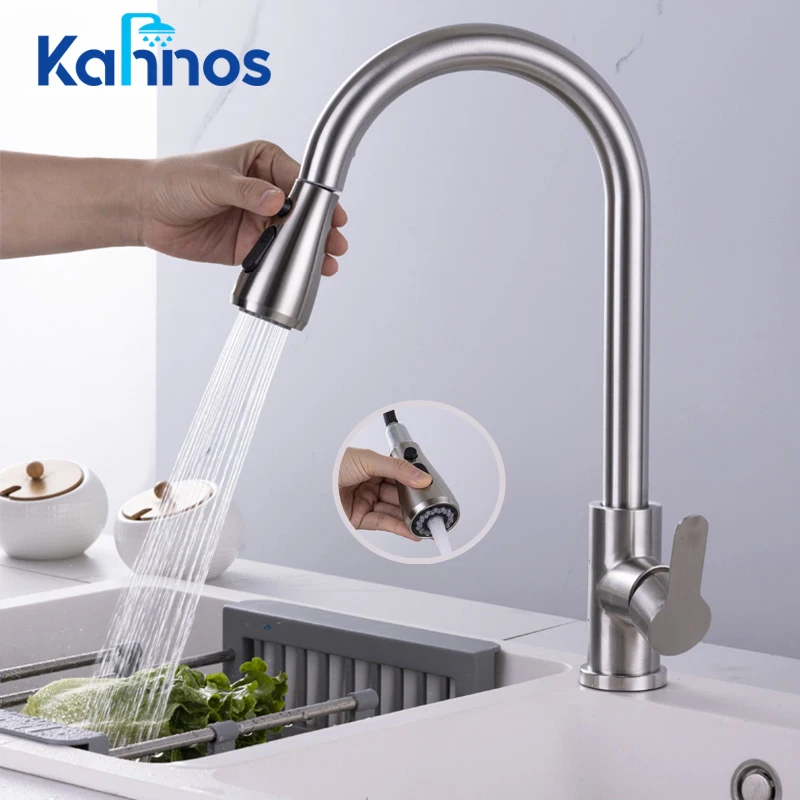 2 Outlet Cold And Hot Water Kitchen Sink Faucet Single Hole 