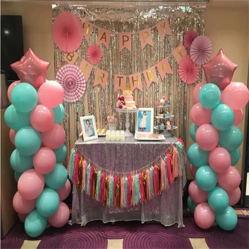 

5pcs Rose Gold Iridescent DIY Tissue Paper Tassel Garlands Baby Shower Bachelorette Wedding Birthday Party Decoration Supplies