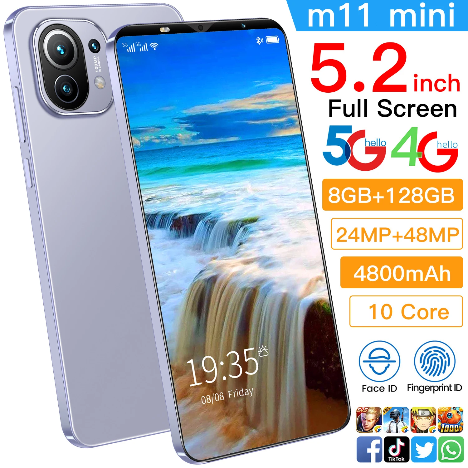 

Мини-смартфон M11, маленький экран, MB RAM 8GB 128GBROM, разблокированный телефон с двумя Sim-картами, телефон Android Samsung Huawei iPhone