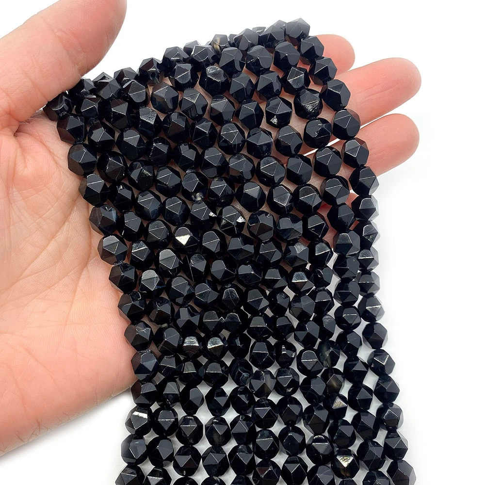 

Natural Stone Faceted Black Onyx Beads 6-10mm Charm Fashion Jewelry Making DIY Necklace Earrings Bracelet Accessories
