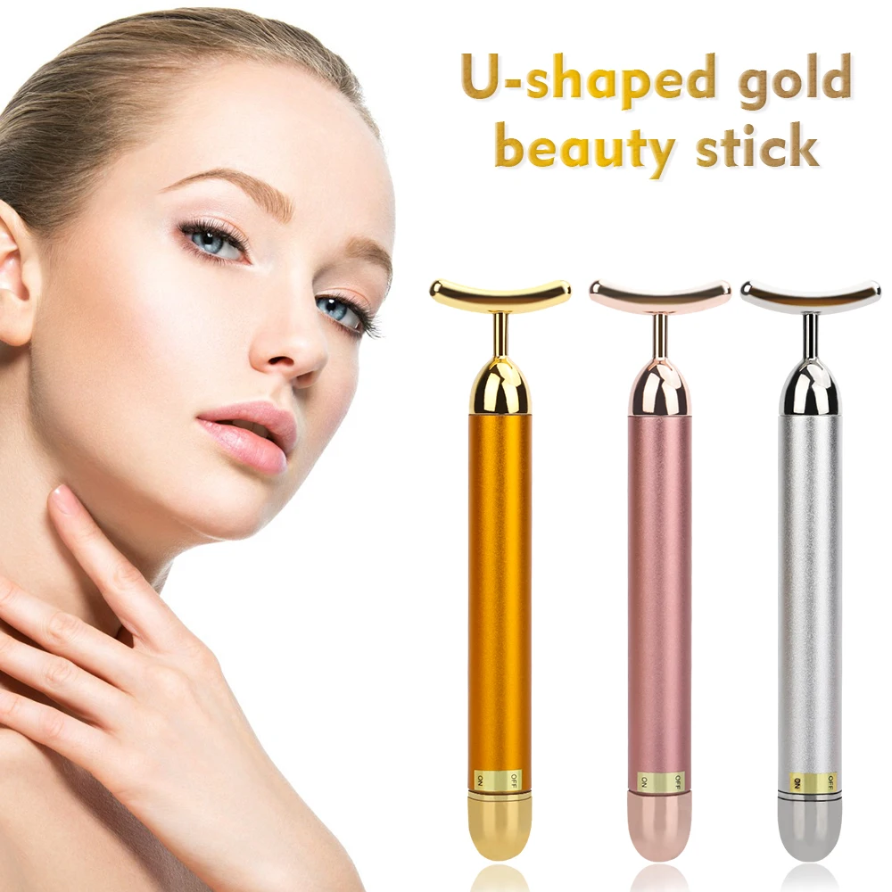 

Face Massager Face Lift Roller Massager U Shape for Face Lifting Wrinkle Remover Masajeador Facial 24K Golden Energy Bar