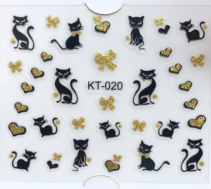 

24 Sheets 3D Nail Sticker Cute Cartoon Cat Bow Nail Decals Wraps /2D/3D Self-Adhesive Nail Stickers/Water-transfer Nail Sticker