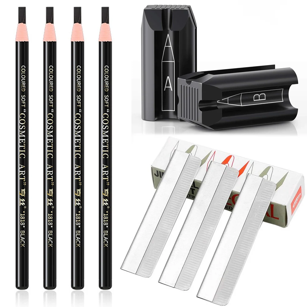 With Eye Brow Sharpener 10pcs Brow Trimmer Blade Makeup Eyebrow Enhancers Trimmer Microblading Supplies Set Tools