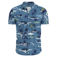 2022 summer quality harajuku beach new arrival men short sleeve casual oversized shirt blouse loose surfing hawaiian shirt