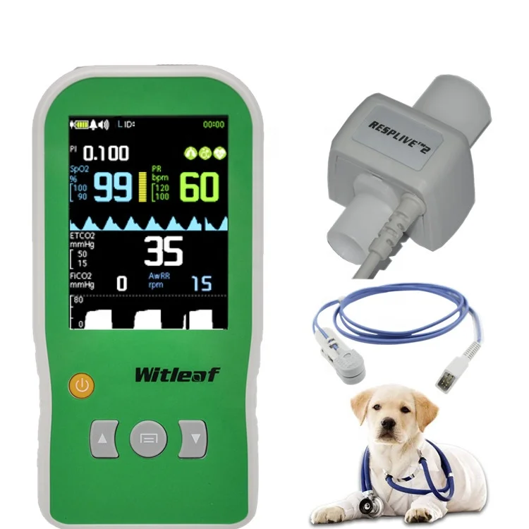 

Veterinary Medical Equipment Handheld Pulse Oximeter Capnograph with CE ISO SPO2 EtCO2 Oximetro Pulse Oxygen PR Respiration