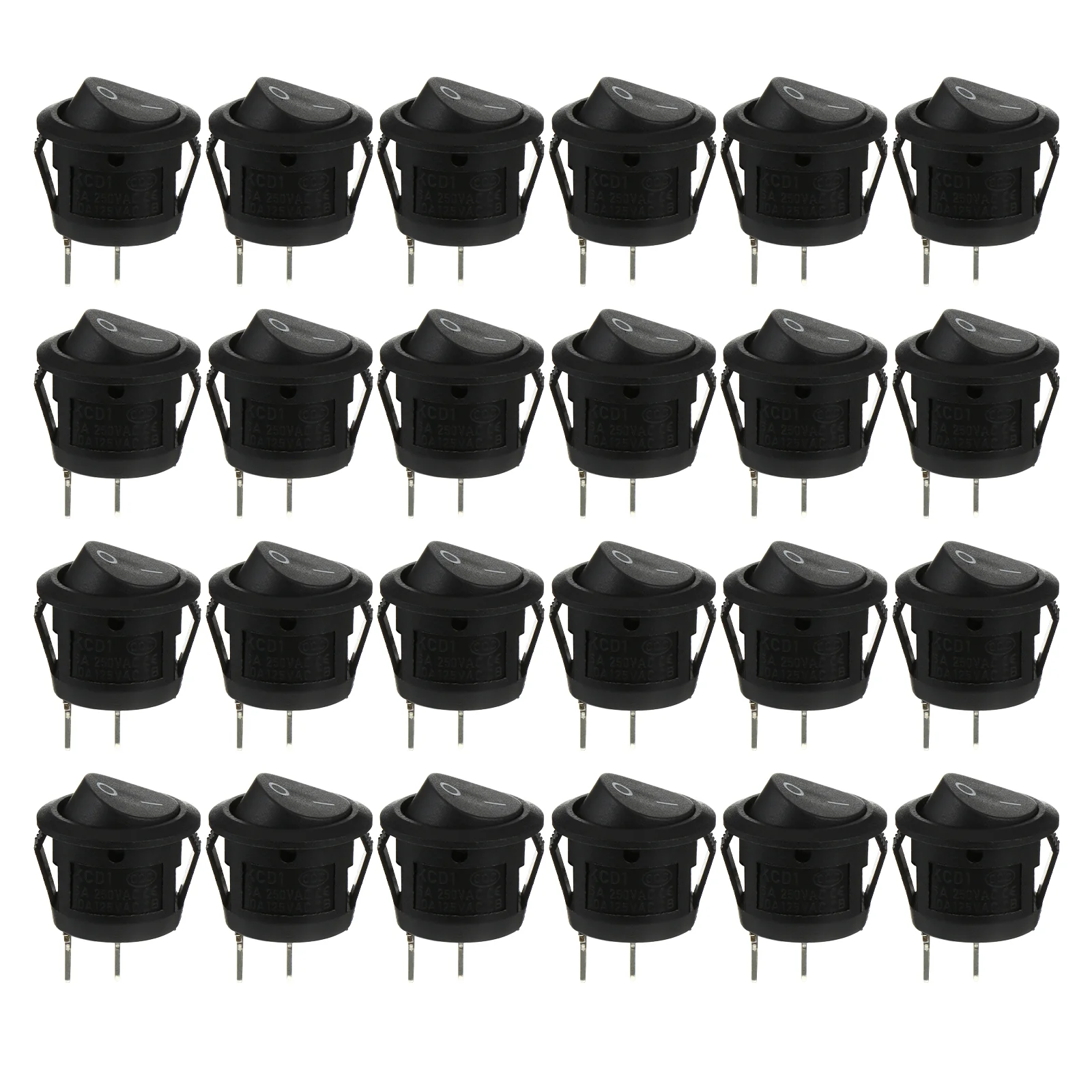 

24 PCS 2 Pin Rocker Switch Snap-in SPST Round Switch Push Button Switch