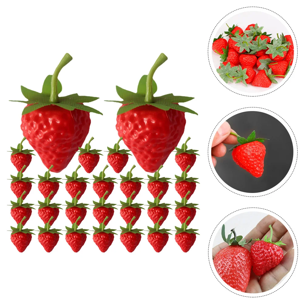 

50 Pcs Mini Toys Simulated Strawberry Decor Food 3.5X3.5CM Artificial Fruits Model Fake Decoration Lifelike Red Plastic Child