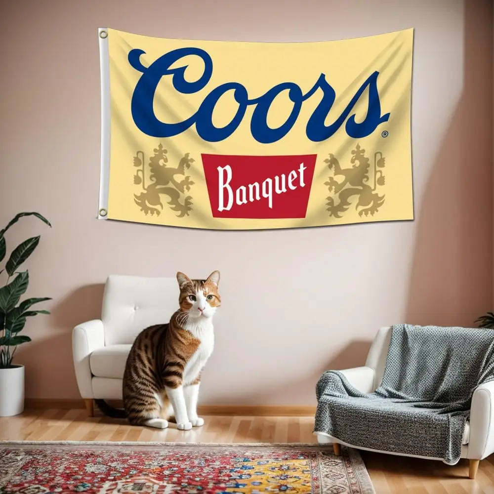 Фото Ретро-баннер Coors Banquet Beer для паба, декор для бара, настенное искусство, винтажная реклама пивоварни, флаг для мужской комнаты или спортивного бара №3