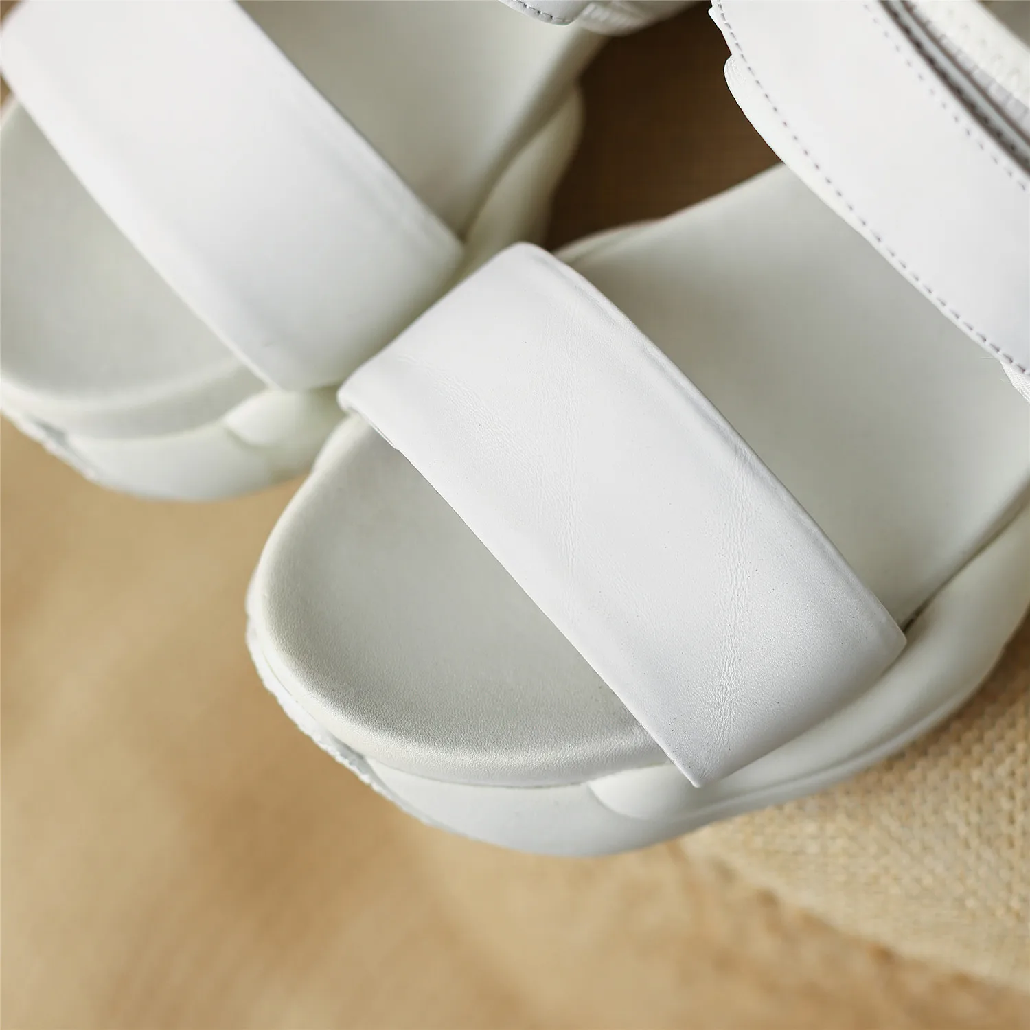 Women's Sandals 2023 Summer New Luxury Genuine Cow Leather Platform Chunky Heels Open Toe Pure Handmade Shoes Plus Size 42