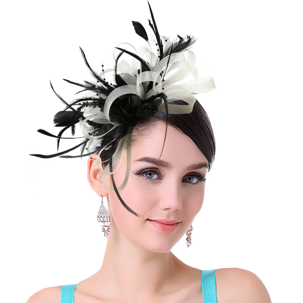 

Женская вуалетка с перьями, повязка на голову в стиле Кентукки с зажимом и цветами, головной убор для фотографирования, коктейля, вечеринки, для женщин