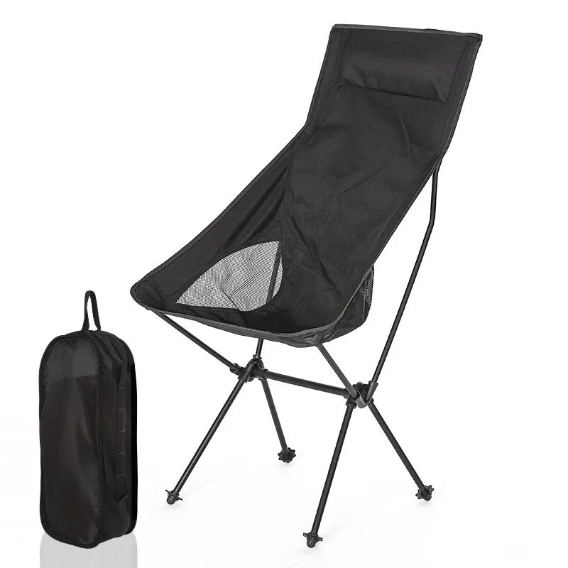 

7075 Moon Chair Recliner Outdoor Folding Chair Fishing Chair Lengthened and Larger with Pillow Back Chair Self-Driving Picnic