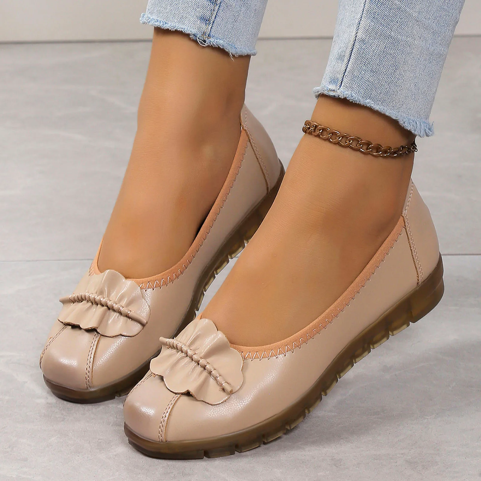 

Ballet Womens Flowers Shoes Non Flats Sole Flat Slip Round Toe Breathable Slip Breathable Toe Pointed Boat On Shoes Shoes Female