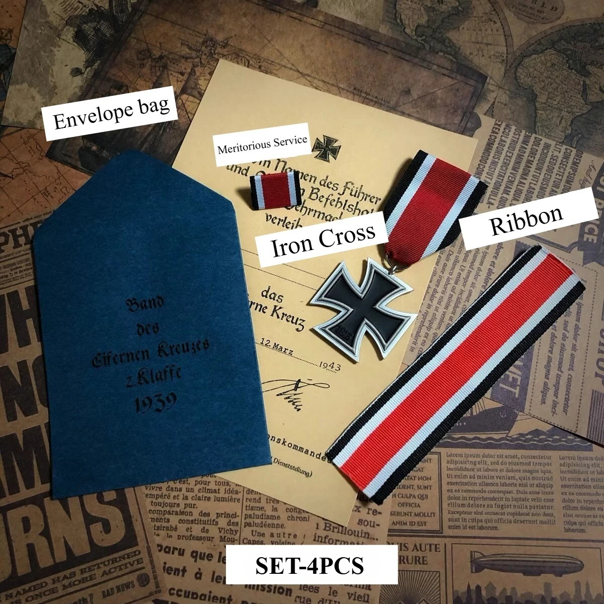 

Винтажные медали с крестом, набор из 4 штук