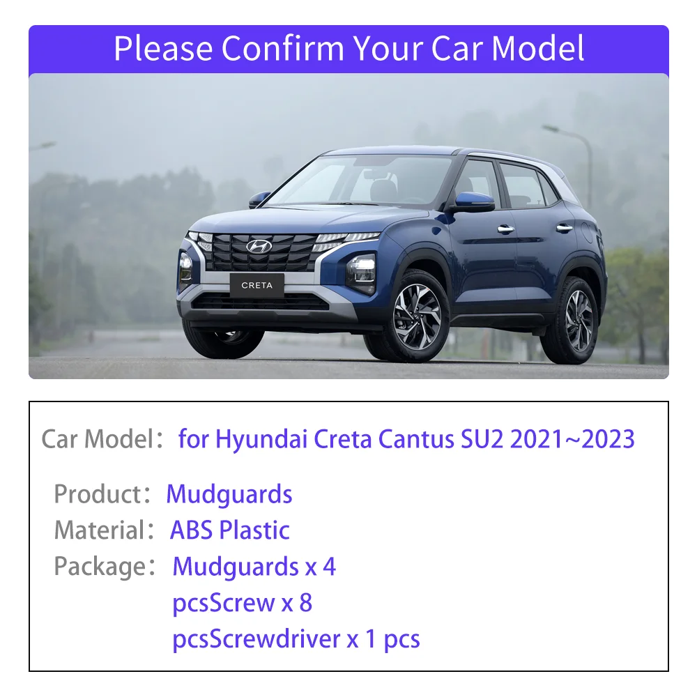 4 шт. брызговики для Hyundai Creta Cantus SU2 2021 ~ 2023 спойлер аксессуары расклешенных крыльев