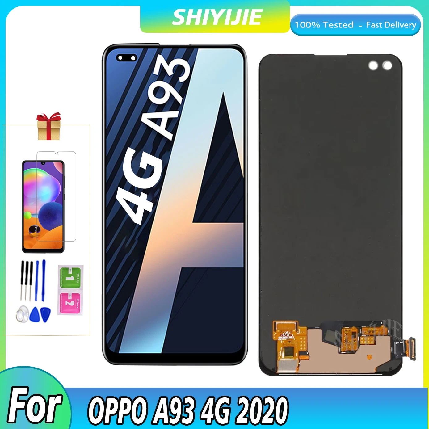 

6.43"Original For Oppo A93 4G 2020 LCD Display Touch Screen Replacement Digitizer with Fingerprint For Oppo A93 CPH2121 Display