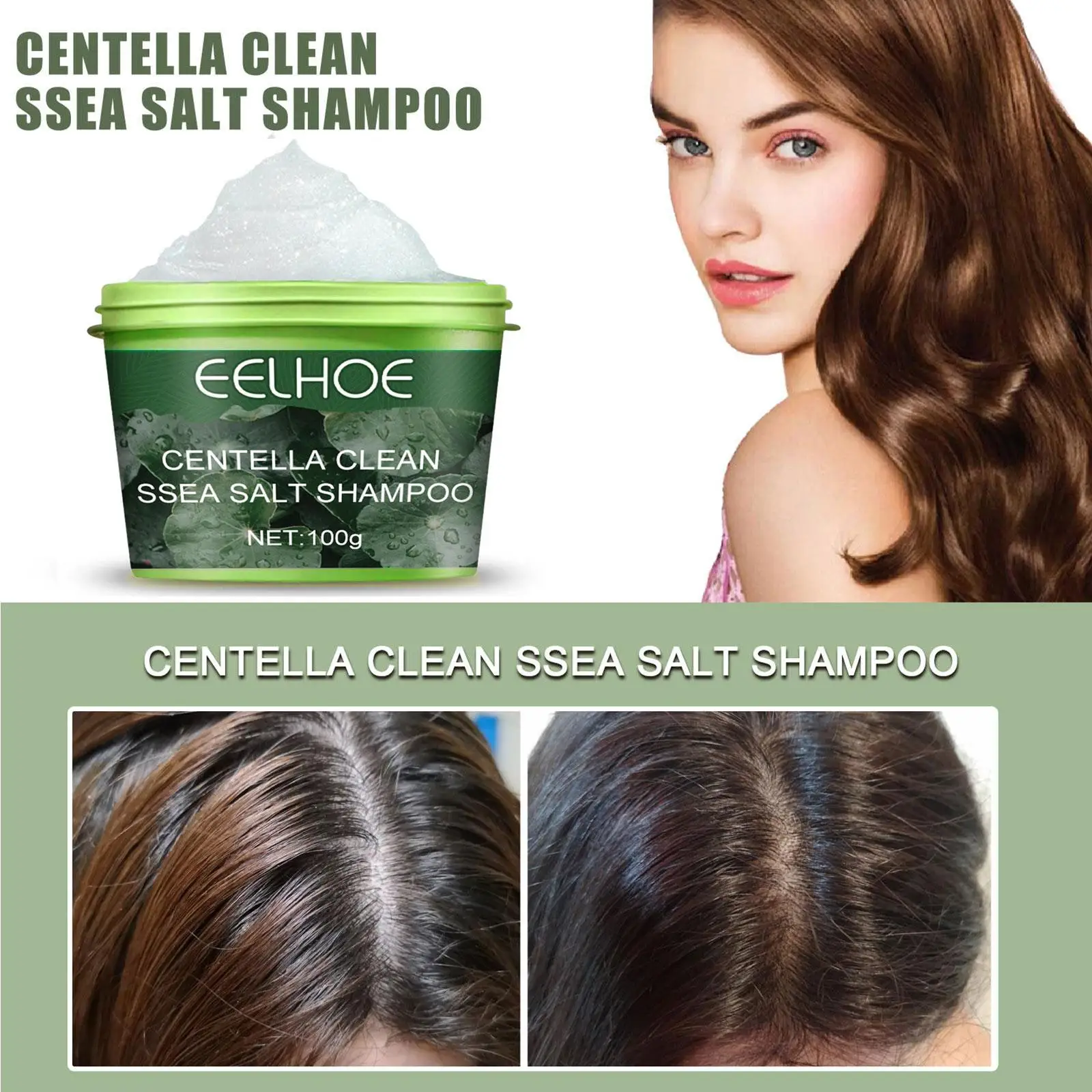 

Sdotter 2Pcs Centella Asiatica Sea Salt Scalp Scrub Hair Shampoo Anti-dandruff Anti-itch Oil Control Scalp Care Refreshing Fluff
