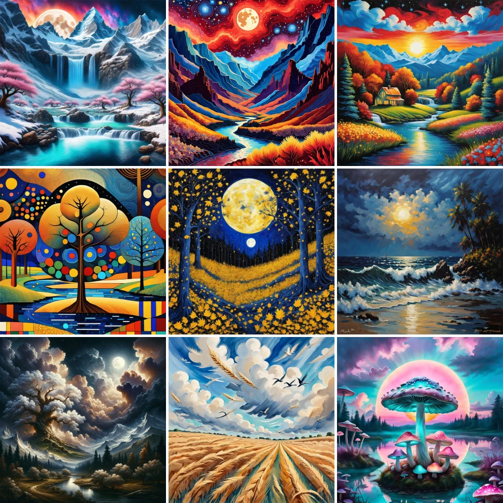 Пейзаж красивая природная краска по номерам для взрослых Рисование искусства и